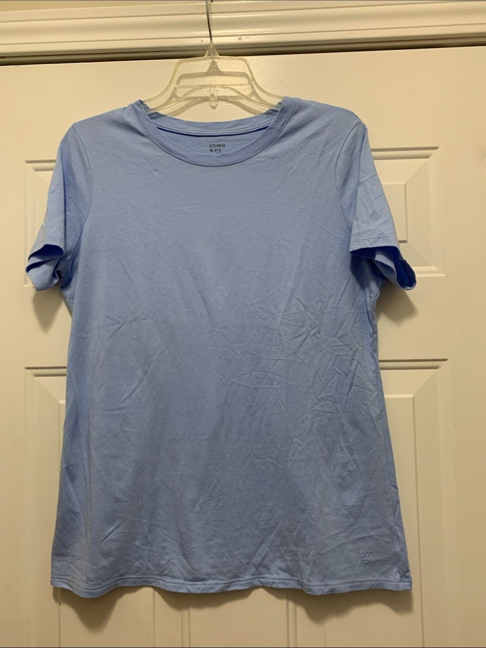 4/$10 crown & ivy Light Blue Cotton Blend Short Sleeve Crew Neck T-Shirt Large